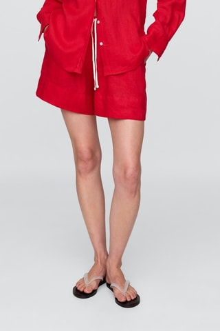 Linnen Short Relaxed Fit - Rood