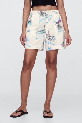 Linnen Short Hoge Taille - Wit en Hemelsblauw