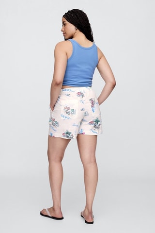 Linnen Short Hoge Taille - Wit en Hemelsblauw