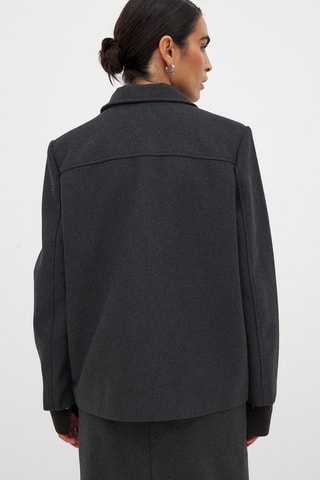 Oversized Wollen Jasje - Donkergrijs