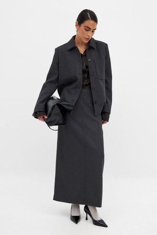 Oversized Wollen Jasje - Donkergrijs