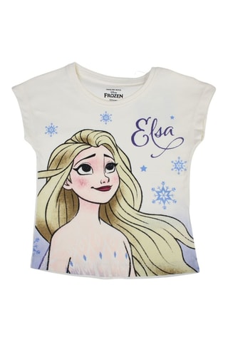 T-shirt Elsa La Reine des Neiges Disney  - Beige, vert et jaune