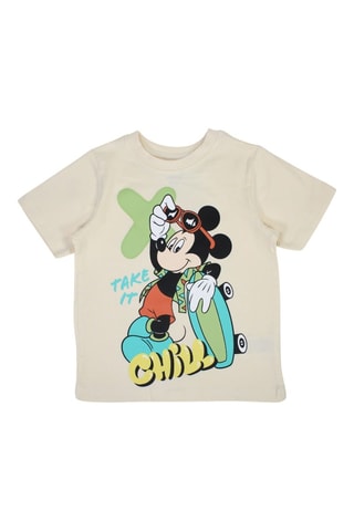 T-shirt Mickey Disney  - Beige, vert et jaune