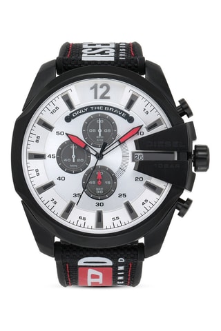 Montre à quartz en nylon et silicone - Chronographe - Noir et blanc