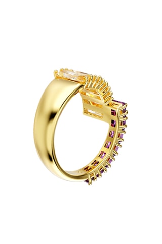 Bague dorée à l'or jaune Matrix