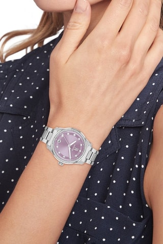 Montre à quartz en acier - Argenté et violet