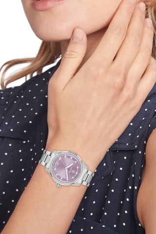 Montre à quartz en acier - Argenté et violet