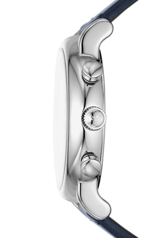 Montre à quartz en cuir  - Chronographe - Noir et argenté