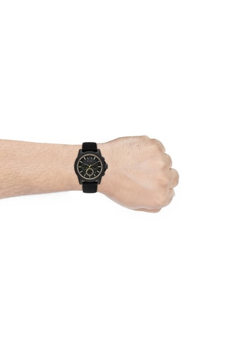 Montre à quartz en silicone - Chronographe - Noir