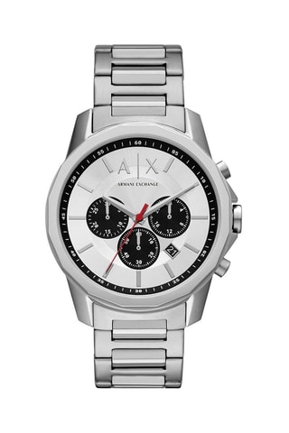 Montre à quartz en acier - Chronographe - Argenté et blanc