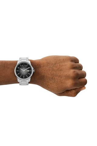 Montre à quartz en acier Banks - Argenté et noir