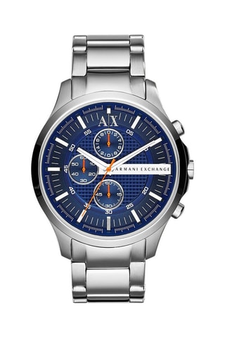 Montre à quartz en acier - Chronographe - Argenté et bleu