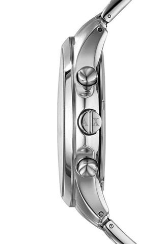 Montre à quartz en acier - Chronographe - Argenté et bleu