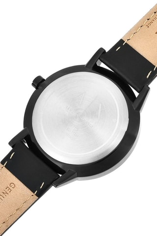 Montre à quartz en cuir - Chronographe - Noir
