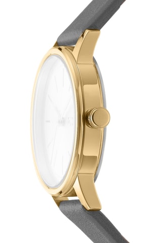 Montre à quartz en cuir - Gris et doré
