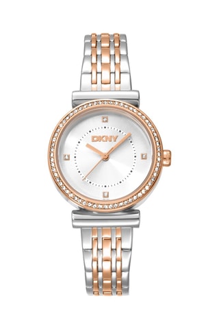 Montre à quartz en acier - Argenté et doré rose