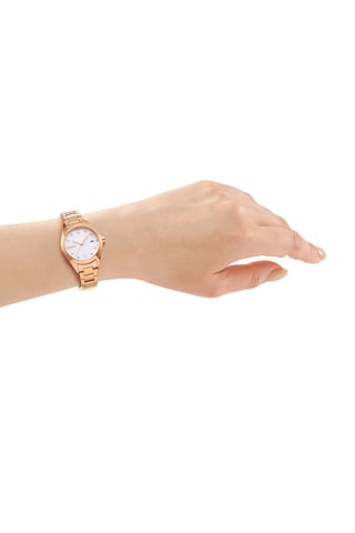 Montre à quartz en acier - Doré rose et argenté