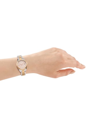 Montre à quartz en acier - Argenté et doré rose