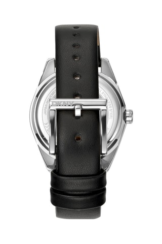 Montre à quartz en cuir - Noir et argenté