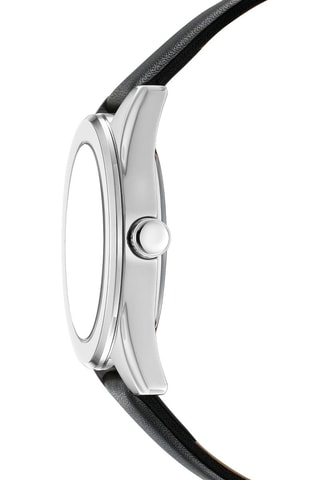 Montre à quartz en cuir - Noir et argenté
