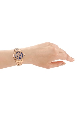 Montre à quartz en acier - Doré rose et bleu