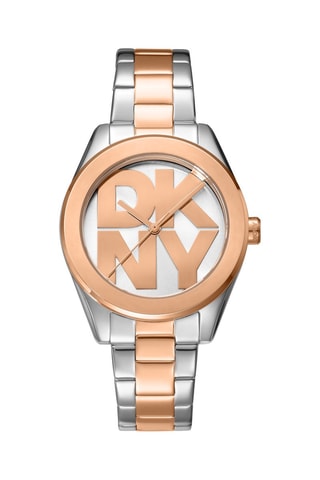 Montre à quartz en acier - Argenté et doré rose