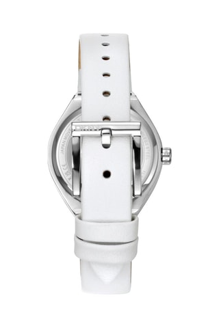 Montre à quartz en cuir - Blanc et argenté