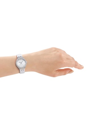 Montre à quartz en cuir - Blanc et argenté