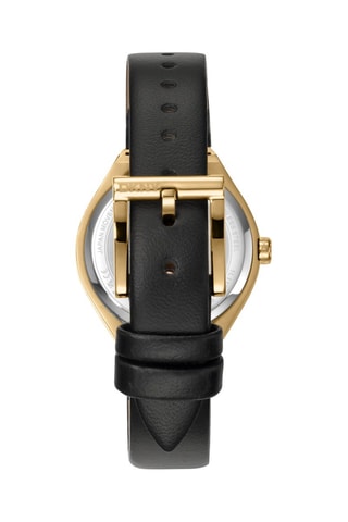 Montre à quartz en cuir - Noir et doré