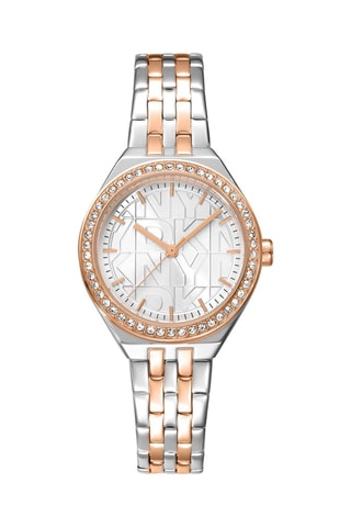 Montre à quartz en acier - Argenté et doré rose
