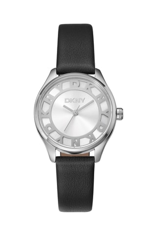Montre à quartz en cuir - Noir et argenté