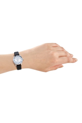 Montre à quartz en cuir - Noir et argenté
