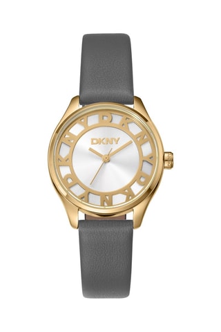 Montre à quartz en cuir - Gris et doré