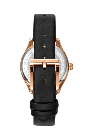 Montre à quartz en cuir - Noir et doré rose