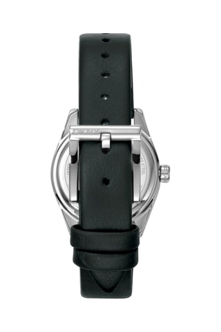 Montre à quartz en cuir - Noir et argenté