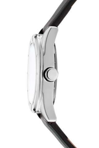 Montre à quartz en cuir - Noir et argenté