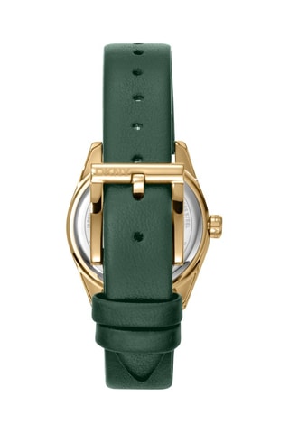 Montre à quartz en cuir - Vert et doré