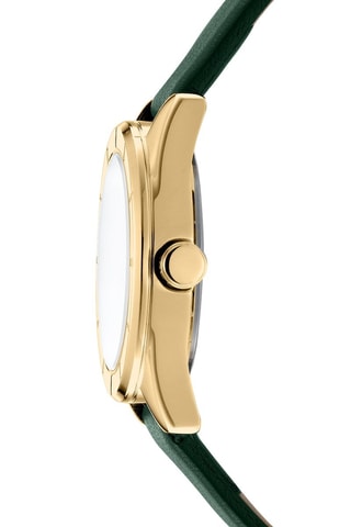 Montre à quartz en cuir - Vert et doré