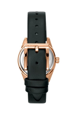 Montre à quartz en cuir - Noir et doré rose