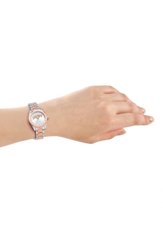 Montre à quartz en acier - Argenté et doré rose