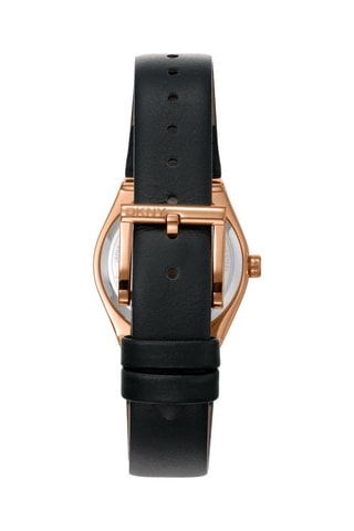 Montre à quartz en cuir - Noir et doré rose