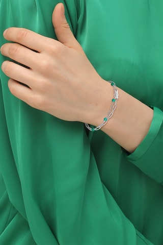 Bracelet - Plaqué or blanc et pierres naturelles