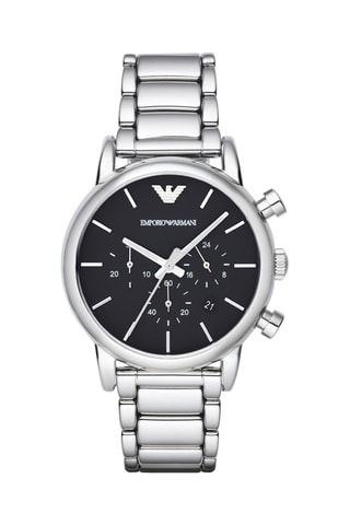 Montre à quartz en acier - Chronographe - Argenté et noir