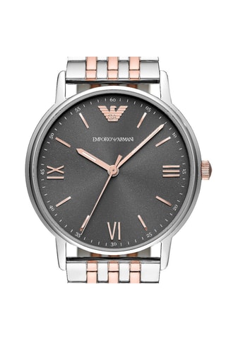 Montre à quartz en acier - Argenté et doré rose