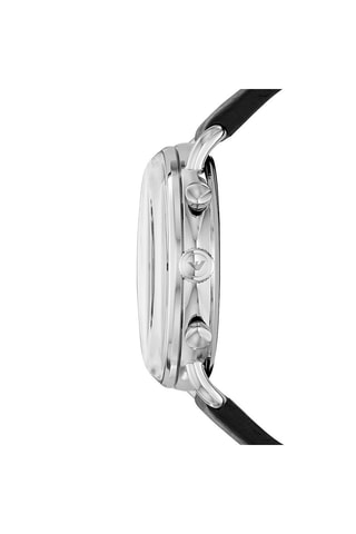 Montre à quartz en cuir - Chronographe et tachymètre - Noir