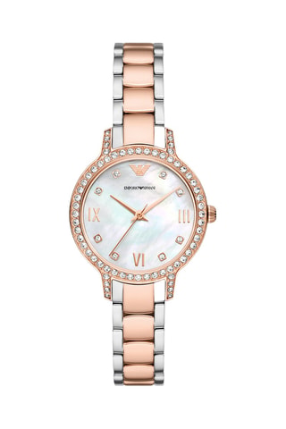 Montre à quartz en acier - Doré rose et argenté