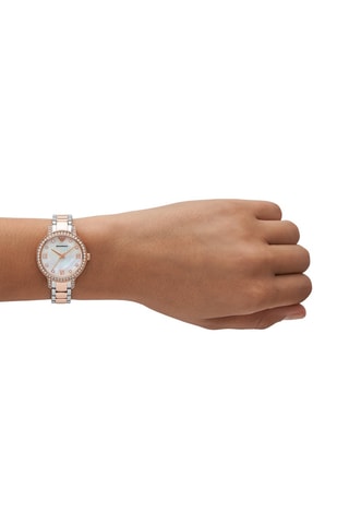 Montre à quartz en acier - Doré rose et argenté