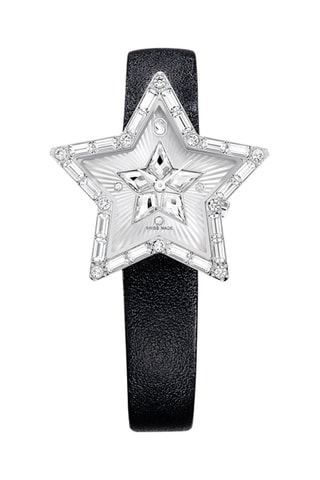 Montre à quartz en cuir Stella - Noir et argenté