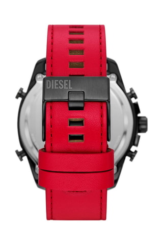 Montre digitale en cuir - Chronographe - Rouge et noir
