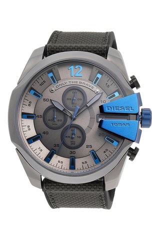 Montre à quartz en silicone et nylon - Chronographe - Noir et bleu